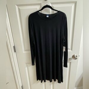 NWT Old Navy Long-Sleeve Jersey-Knit Mini Swing Dress 2X Classic Black